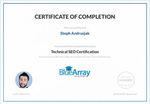 Blue Array Technical SEO Certificate