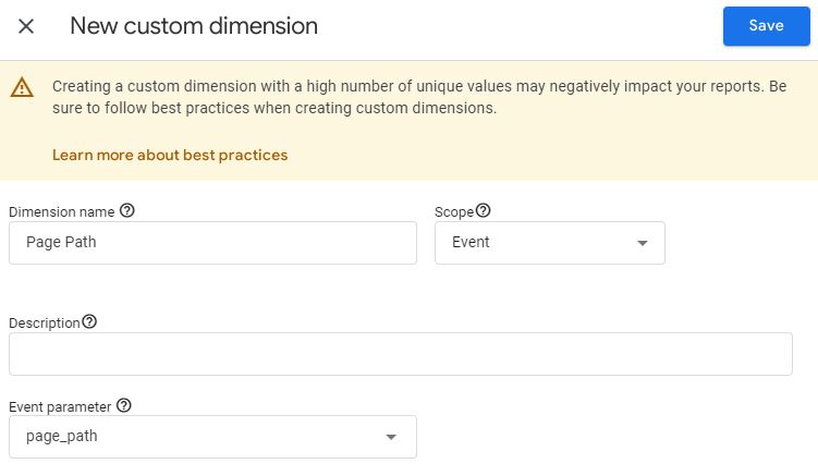 GA4 Custom Dimension page_path