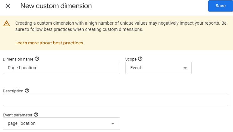 Page Location Custom Dimensions